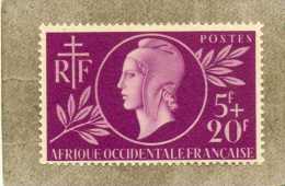 A.O.F. : Entraide Française : Profil De Femme Au Bonnet Phrygien, Croix De Lorraine, RF - - Unused Stamps