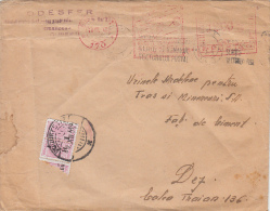 1958FM- AMOUNT 12, BUCHAREST, POST ADVERTISING, RED MACHINE STAMPS ON COVER, KING MICHAEL REVENUE STAMPS, 1947, ROMANIA - Otros & Sin Clasificación