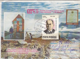 18327- BROWN ANTARCTIC RESEARCH STATION, PENGUINS, COVER STATIONERY, D. BAGDASAR STAMP, 1998, ROMANIA - Research Stations