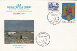 18328- ROMANIAN ARCTIC EXPEDITION, WALRUS, GREENLAND, SPECIAL COVER, 1994, ROMANIA - Expediciones árticas