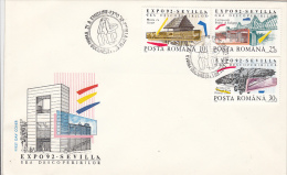 1974FM- EXPO'92, SEVILLA UNIVERSAL EXHIBITION, COVER FDC, 1992, ROMANIA - 1992 – Sevilla (Spanje)