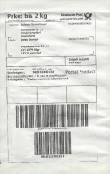 Germany 2014 Parcel Paket 2 Kg Barcoded Label To Latvia - R- & V- Vignetten