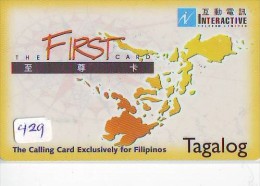 Télécarte PHILIPPINES * FILIPPIINES * EPACE (429) GLOBE * SATELLITE * MAPPEMONDE * TK Phonecard * TAGALOG - Philippines