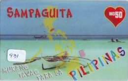 Télécarte PHILIPPINES * FILIPPIINES * EPACE (431) GLOBE * SATELLITE * MAPPEMONDE * TK Phonecard * SAMPAGUITA - Filippine