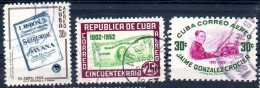 Cuba ;  ; 3 Aéro Divers  ; N° Y: A59 - A117 - A197 - ,  Ob. ;  Cote Y : 4.00 E. - Luftpost