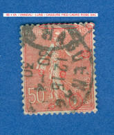 VARIÉTÉS FRANCE 1926 N° 199  SEMEUSE  LIGNÉE  50 C OBLITÉRÉ 12-15 30.4.30 HAGUENAU - Used Stamps