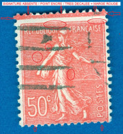 VARIÉTÉS FRANCE 1926 N° 199   SEMEUSE LIGNÉE 50 C DOS CHARNIÈRE OBLITÉRÉ ARTHUR MAURY 49.00 € - Oblitérés