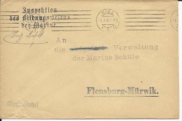 1916 - KRIEGSMARINE - MARINE ALLEMANDE - ENVELOPPE De L'INSPECTION De L'ENSEIGNEMENT De La MARINE à KIEL - Feldpost (Portofreiheit)