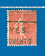 VARIÉTÉS FRANCE 1926 N° 199  SEMEUSE FOND LIGNÉE 50 C OBLITÉRÉ ARTHUR MAURY 20.00 € - Oblitérés