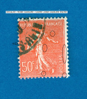 VARIÉTÉS FRANCE 1926  N° 199 SEMEUSE  FOND LIGNÉE 50 C  OBLITÉRÉ DOS CHARNIÈRE - Gebraucht