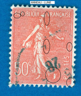 VARIÉTÉS FRANCE 1926  N° 199  FOND LIGNÉE 50 C OBLITÉRÉ DOS CHARNIÈRE ARTHUR MAURY 20.00 € - Used Stamps