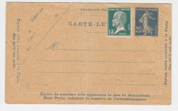 EP ENTIER POSTAL FRANCE CARTE LETTRE SEMEUSE - Letter Cards