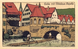 Calw, Nikolaus Kapelle, Steindruck AK, 1924 - Calw