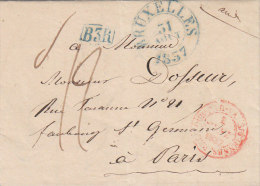 Belgique Cad Bleu BRUXELLES Sur Lettre Pour Paris France 1837 (n42) - 1830-1849 (Onafhankelijk België)