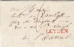 Netherlands Nederland LEYDEN On Cover To Namur Belgium 1821 (n47) - ...-1852 Préphilatélie