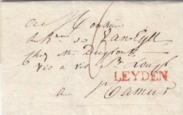 Netherlands Nederland LEYDEN On Cover To Namur Belgium 1821 (n47) - ...-1852 Voorlopers