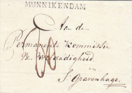 Netherlands Nederland MUNNIKENDAM On Cover To Gravenhage Den Haag 1829 (n48) - ...-1852 Prephilately