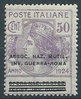 1924 REGNO PARASTATALE INV. GUERRA ROMA 50 CENT MNH ** - W132-2 - Franchise