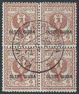 1925 OLTRE GIUBA USATO AQUILA 2 CENT QUARTINA - W145 - Oltre Giuba