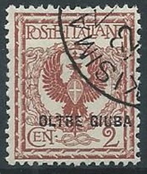 1925 OLTRE GIUBA USATO AQUILA 2 CENT - W145 - Oltre Giuba