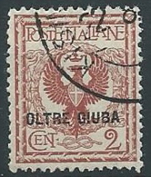 1925 OLTRE GIUBA USATO AQUILA 2 CENT - W146-5 - Oltre Giuba