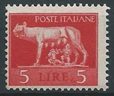 1945 LUOGOTENENZA LUPA 5 LIRE MNH ** - W149 - Ungebraucht