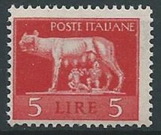 1945 LUOGOTENENZA LUPA 5 LIRE MNH ** - W149-3 - Neufs