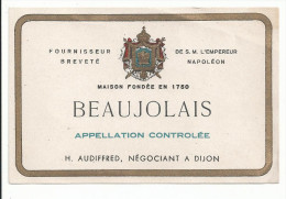 ETIQUETTE DE VIN BEAUJOLAIS H.AUDIFFRED DIJON - Beaujolais