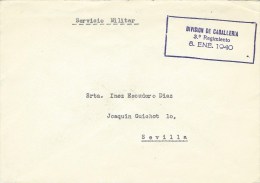 Spain 1940 Madrid Cavalry Division 3rd Regiment Military Unit Unfranked Cover - Militaire Vrijstelling Van Portkosten