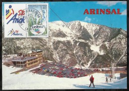 STATIONS DE SKI ANDORRANES . ARINSAL . 16 MARS  1993 . - Covers & Documents