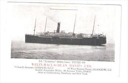 SS Yorkshire  Bibby Line Ship Fitted By Welin-Maclachlan Davits Item Is From A Tear Off Calendar . - Steamers