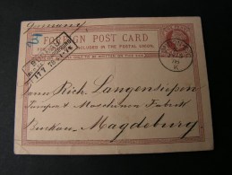 == London Germnan Konsulat Card 1878 , To Buckau Magdeburg  Bug Mitte - Briefe U. Dokumente