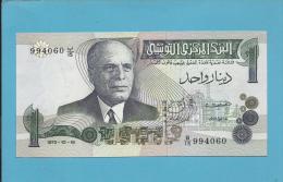 TUNISIA - 1 DINAR - 1973 - P 70 - UNC. - Habib Bourguiba - 2 Scans - Tunisie