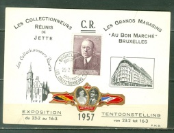 Belgique   Carte Souvenir Des  Collectionneurs  Réunis De Jette  Du 25 Fevrier 1957 Avec Bague Cigare - Briefe U. Dokumente