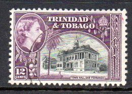 Trinidad & Tobago 1953-59 Definitives - 12c Town Hall Used - Trinidad & Tobago (...-1961)