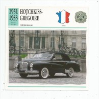 Fiche Illustrée , Automobile , Voitures De Luxe , Edito-service , France , 1951/1953 , HOTCHKISS - GREGOIRE - Voitures