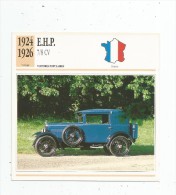 Fiche Illustrée , Automobile , Voitures Populaires , Edito-service , France , 1924/1926 , E.H.P. , 7/8 Cv - Cars