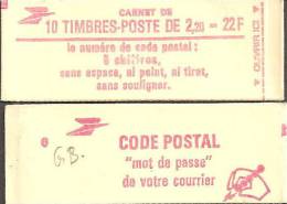 CARNET 2376-C 2 Liberté De Delacroix "CODE POSTAL" Conf. 6 Fermé Parfait état Bas Prix RARE - Modernes : 1959-...