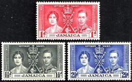 JAMAICA CORONATION OF KGVI SET OF 3 MLH 12-05-1937 MINT NO GUM SG118-20 READ DESCRIPTION !! - Jamaica (...-1961)