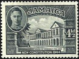 JAMAICA NEW CONSTITUTION KGVI BUILDING OUT OFF SET OF 7 4&1/2P BLACK  MLH 1944 MHD SG134-40 READ DESCRIPTION !! - Jamaica (...-1961)