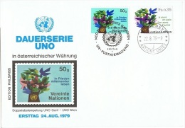 ONU-L44 - NATIONS-UNIES Bureaux De Vienne Et De Genève - FDC à Vivre En Paix L'un Avec L'autre 1979 - FDC