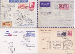 TUNISIE  3 LETTRES VOLS AERIENS ET UN ENTIER - Storia Postale