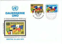 ONU-L56 - NATIONS-UNIES Bureaux De Vienne Et De Genève FDC Drapeaux 1979 - FDC