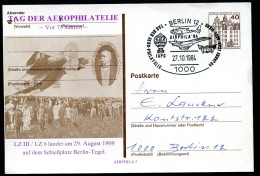 BERLIN P121 I ZD2 Postkarte Zudruck LANDUNG ZEPPELIN Sost.1984 - Privé Postkaarten - Gebruikt