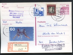 BERLIN P122I Postkarte EINSCHREIBEN Halle-Badersleben 30.07.1990 - Postkarten - Gebraucht