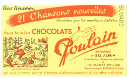 Buvard Ancien "Chocolat"  Poulain (21 Chansons Nouvelles) Bon Voyage Mr Dumollet - Cocoa & Chocolat