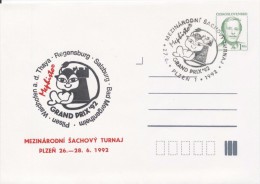 J0883 - Czechoslovakia / Postal Stationery (1992) V. Havel; Plzen 1: Internat. Chess Tournament Mephisto GRAND PRIX '92 - Sobres