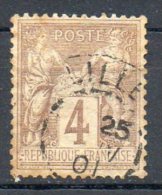 FRANCE - 1877 - Type Sage (Type II - N Sous U) - N° 88 - 4 C. Lilas-brun (Cachet à Date (Type 84-01)) - 1876-1898 Sage (Type II)