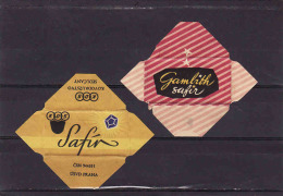 2 Razor Blade Wrappers-Rasierklinge Wrapper/Verpackungen -Enveloppeurs Lames De Rasoir-LAMETTA DA BARBA-copertura - Rasierklingen