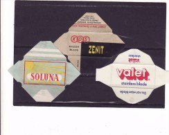 3 Razor Blade Wrappers-Rasierklinge Wrapper/Verpackungen -Enveloppeurs Lames De Rasoir-LAMETTA DA BARBA-copertura - Razor Blades